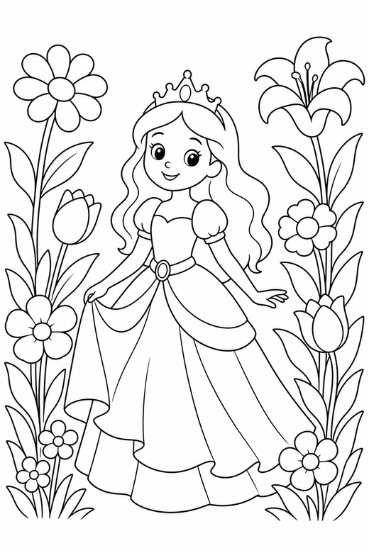 Princess in a garden, color online