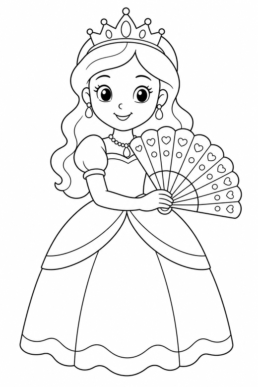 Princess with a fan, color online