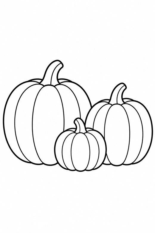 Three pumpkins in a row, color online