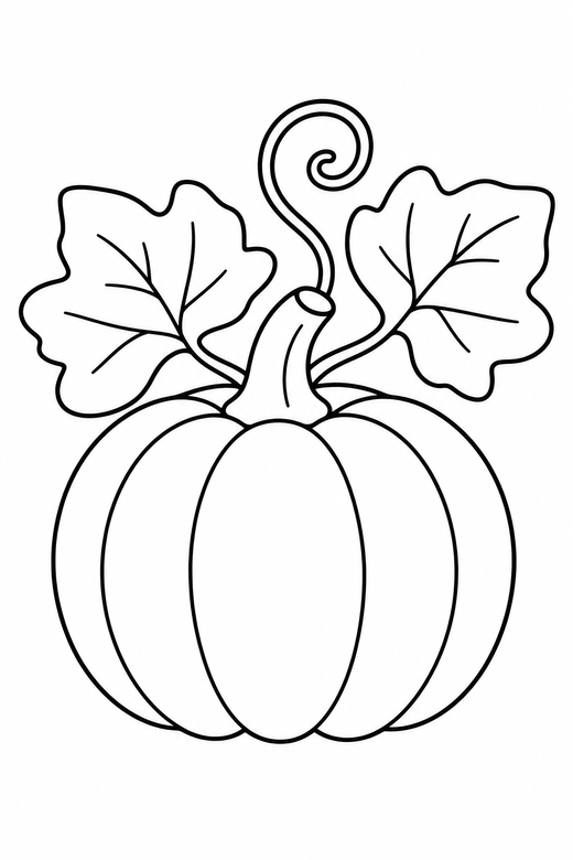 Pumpkin with a vine, color online