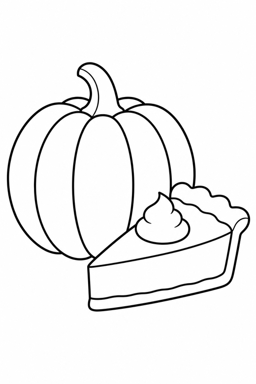 Pumpkin pie and pumpkin, color online