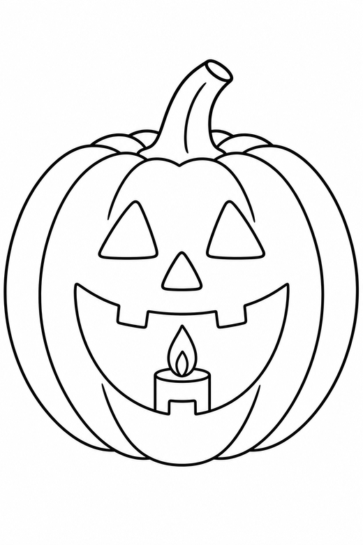 Carved pumpkin with a candle, color online