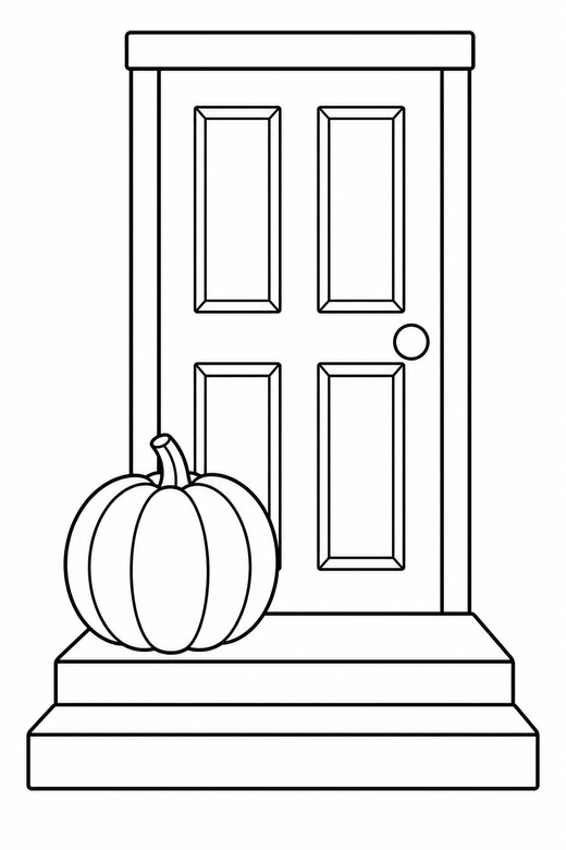 Pumpkin on a doorstep, color online