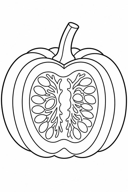 Pumpkin cut in half, color online