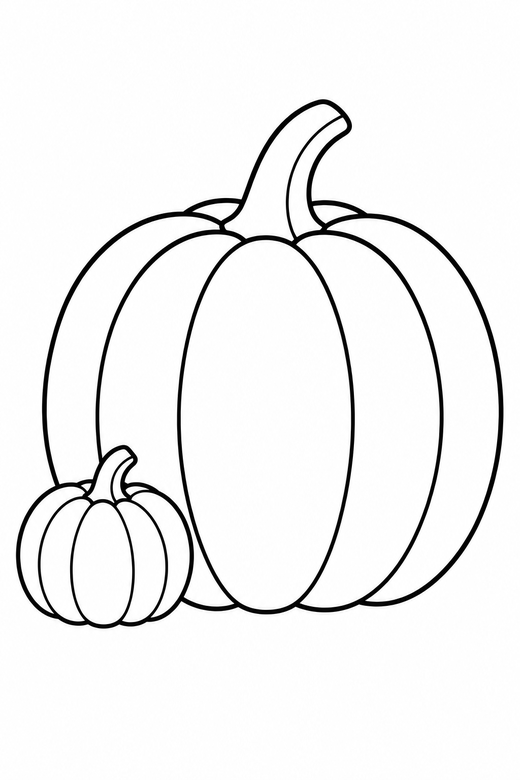 Baby pumpkin and large pumpkin, color online