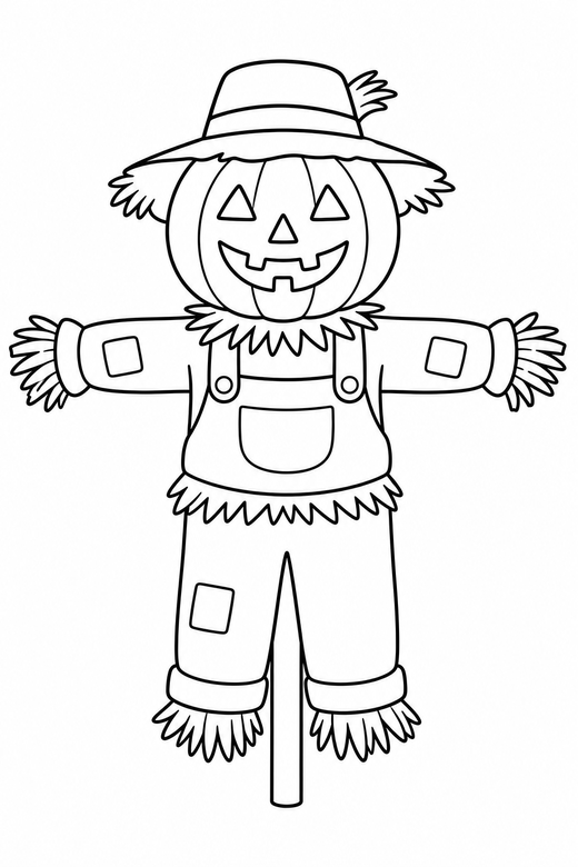 Pumpkin scarecrow head, color online
