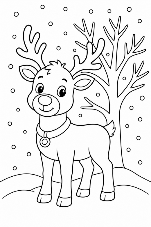 Reindeer in the snow, color online