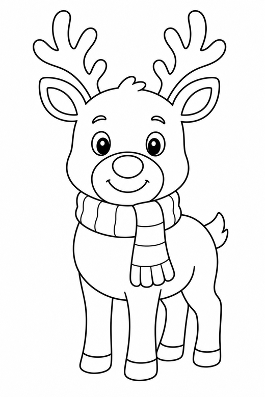 Reindeer with a scarf, color online