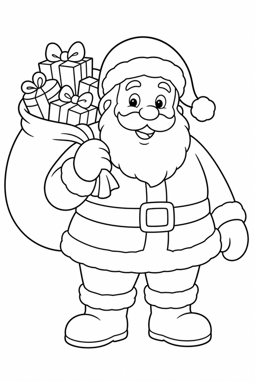Santa with his sack, color online
