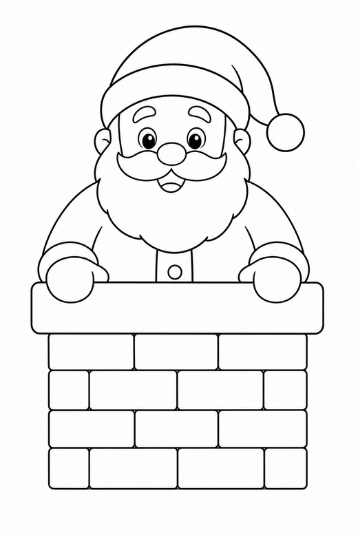 Santa in the chimney, color online