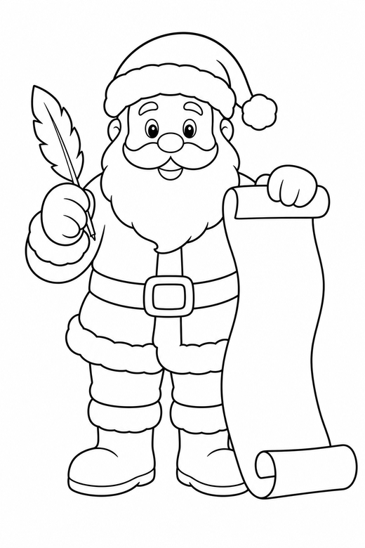 Santa reading his list, color online