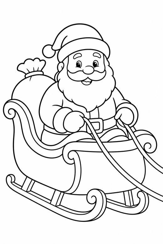 Santa in his sleigh, color online