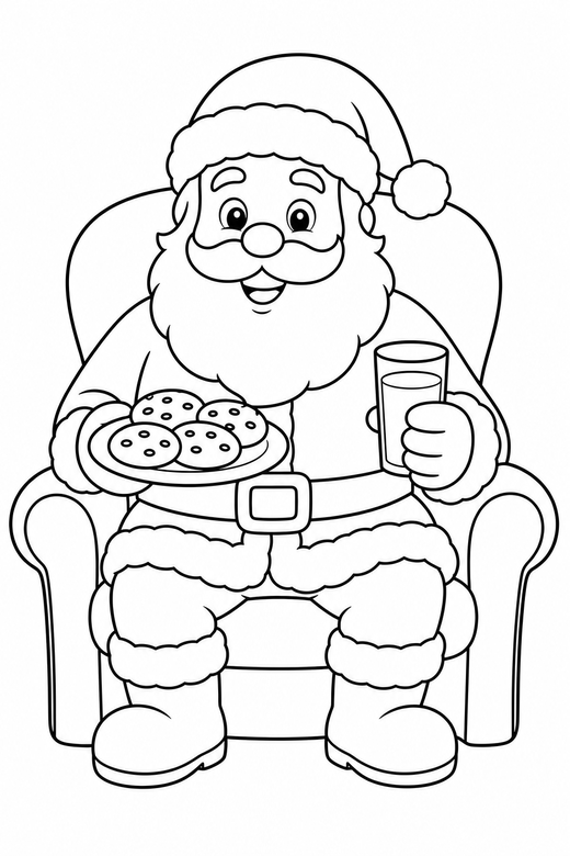 Santa eating cookies, color online