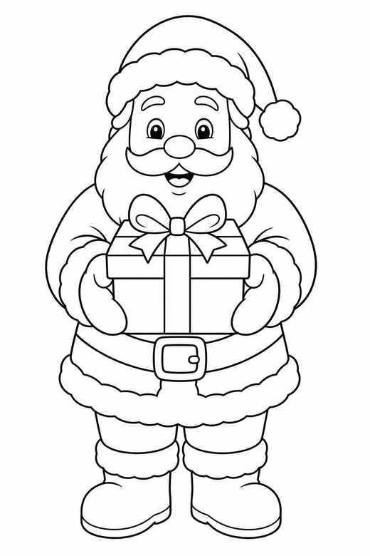 Santa with a present, color online