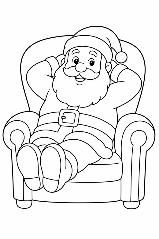 Santa sitting in a chair, color online