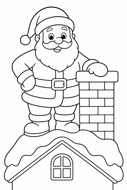Santa on a rooftop, color online