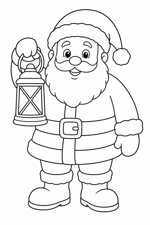 Santa with a lantern, color online