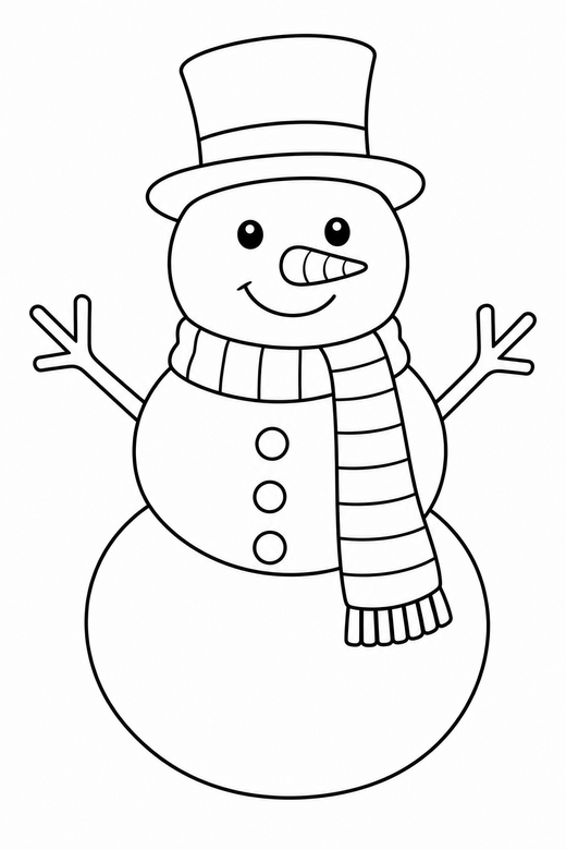 Snowman with a scarf, color online