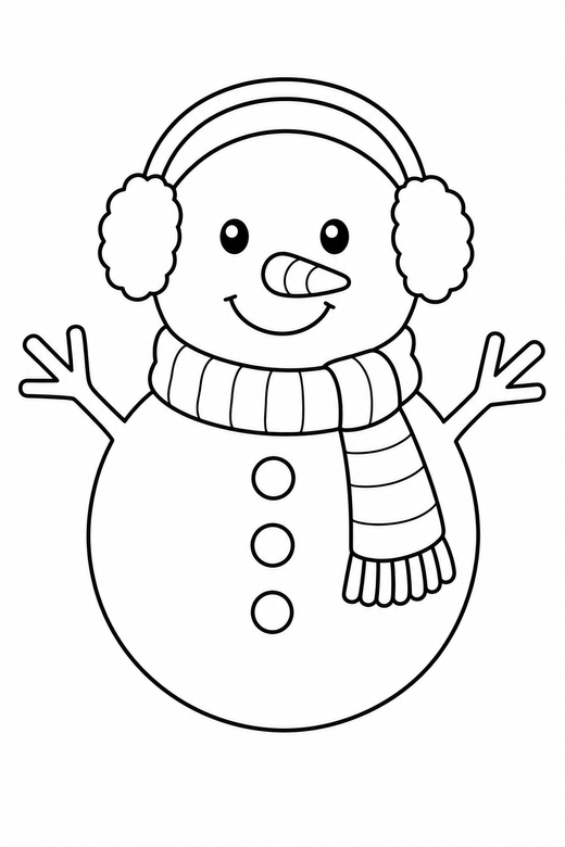 Snowman with earmuffs, color online