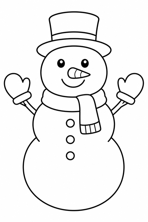 Snowman with mittens, color online