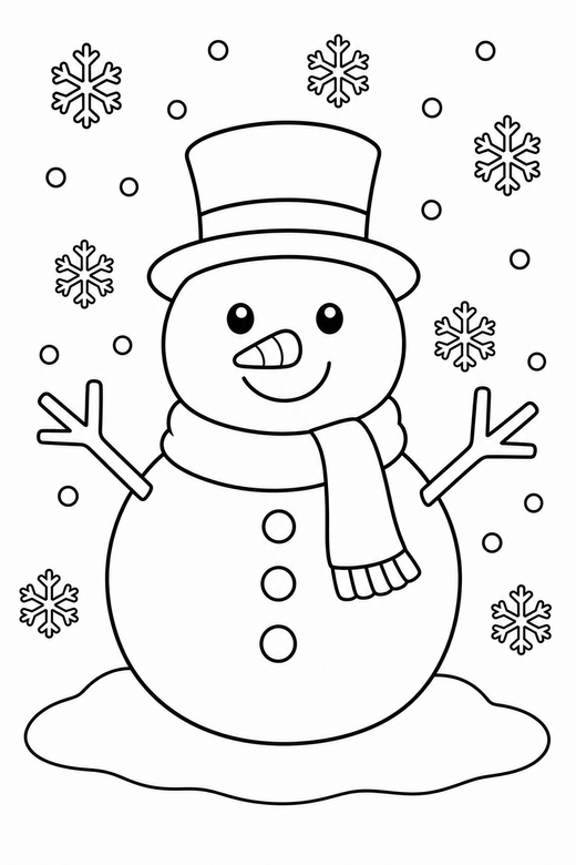 Snowman in a snowfall, color online