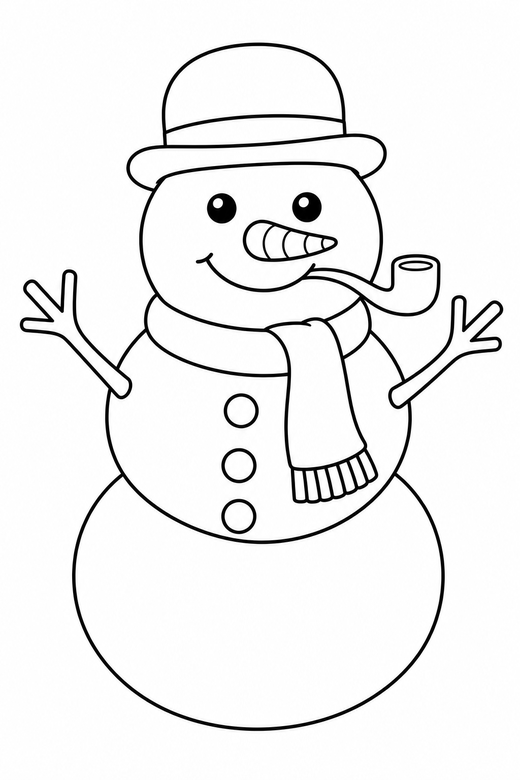 Snowman with a pipe, color online