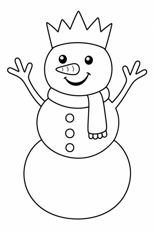 Snowman wearing a crown, color online