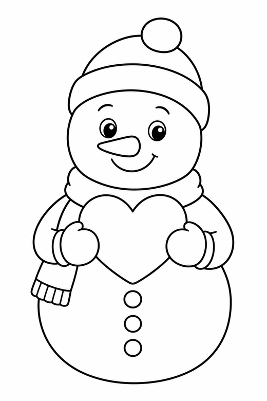 Snowman with a heart, color online