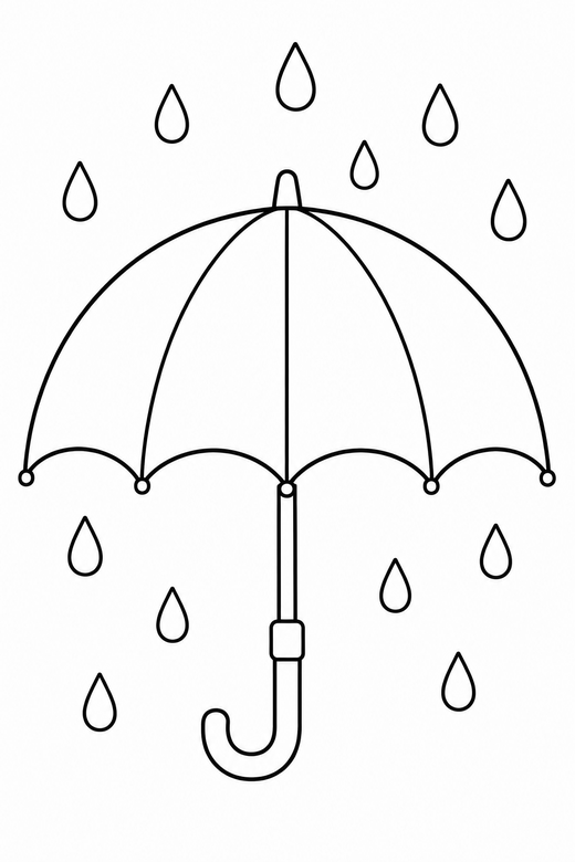 Umbrella in the rain, color online