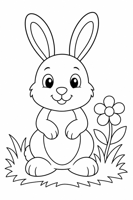 Bunny in the grass, color online