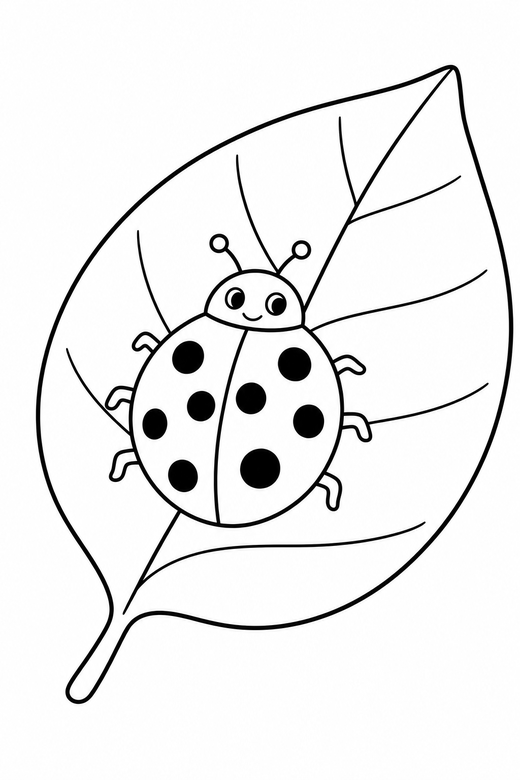 Ladybug on a leaf, color online
