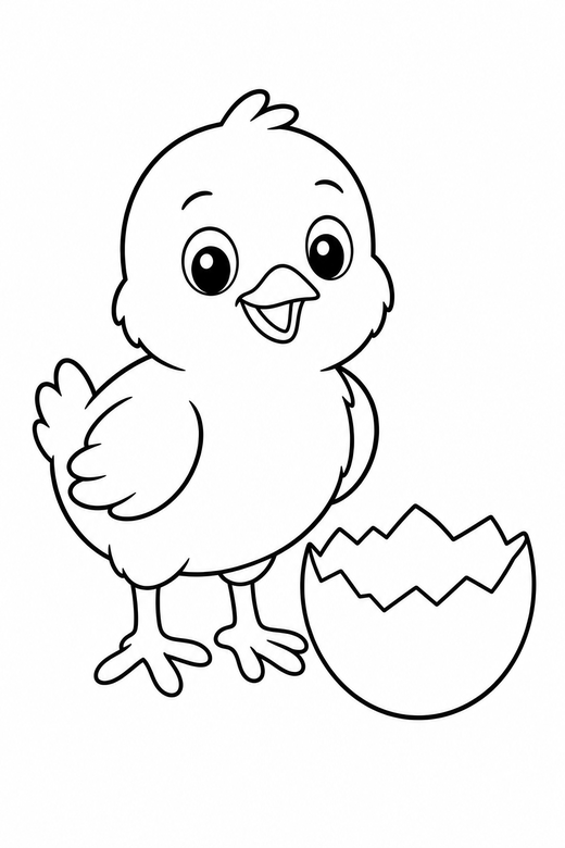 Chick and eggshell, color online