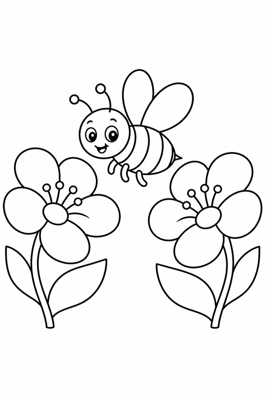 Bee among blossoms, color online
