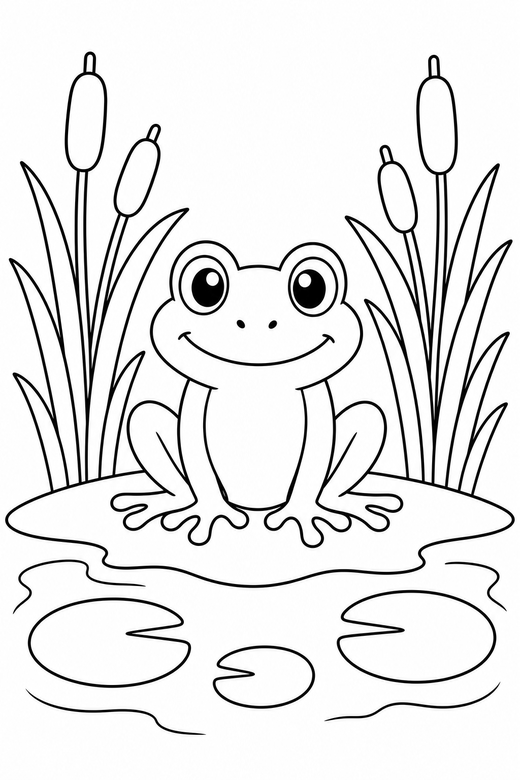 Frog by the pond, color online
