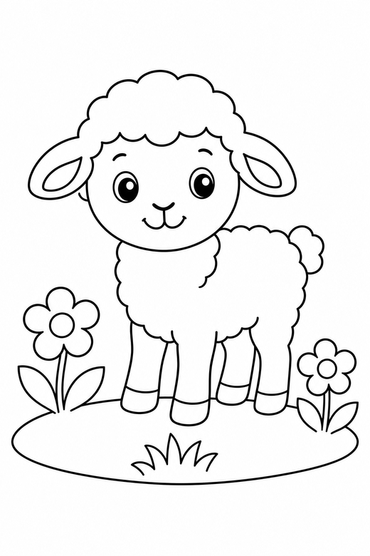 Lamb in a meadow, color online