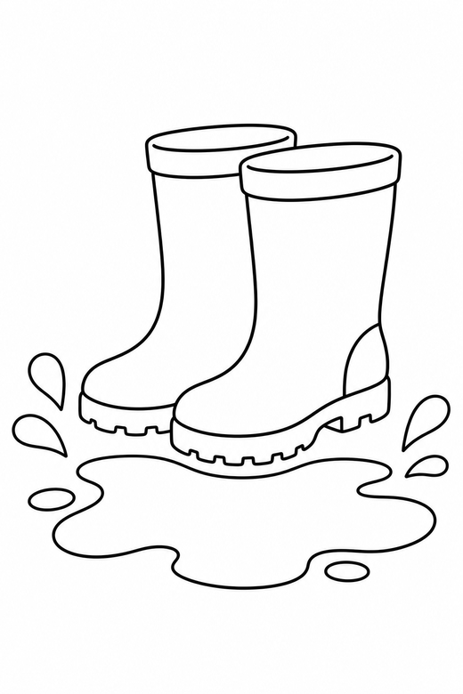 Puddle and boots, color online