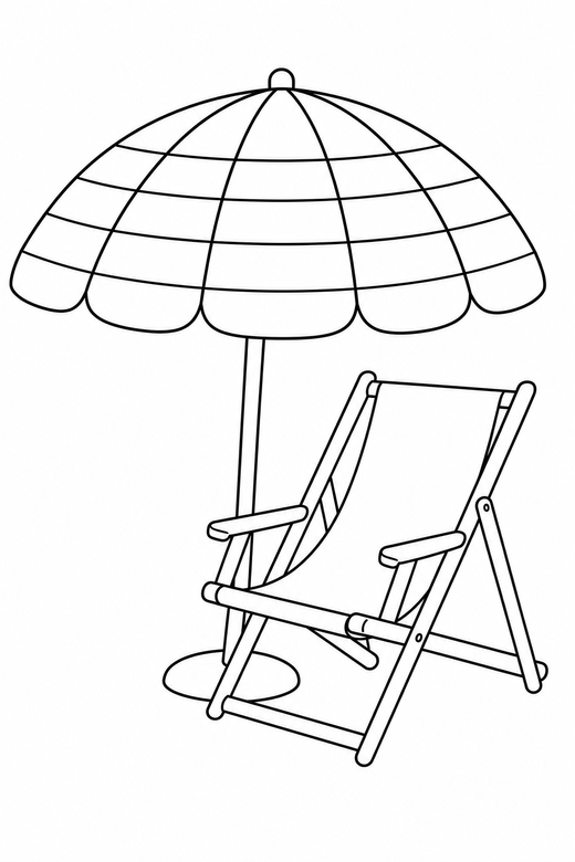 Beach umbrella and chair, color online