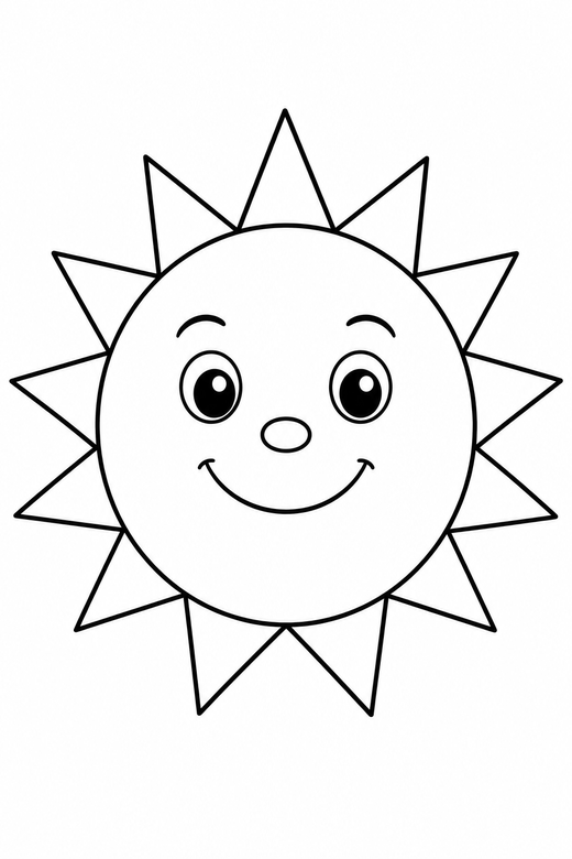 Sun with a smiling face, color online