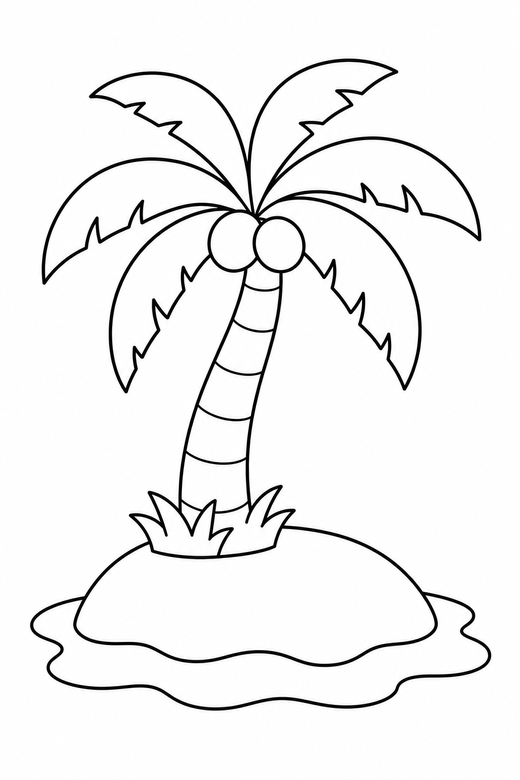 Palm tree on an island, color online