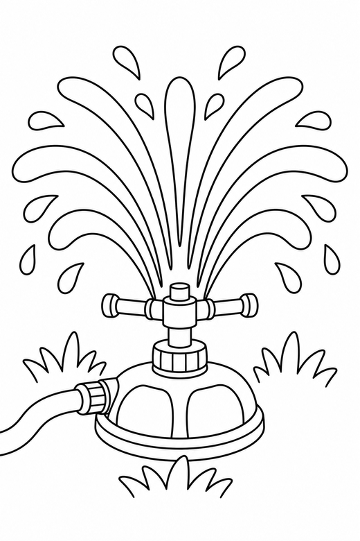 Sprinkler in the garden, color online