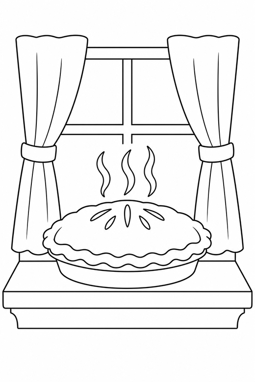 Pie on a windowsill, color online
