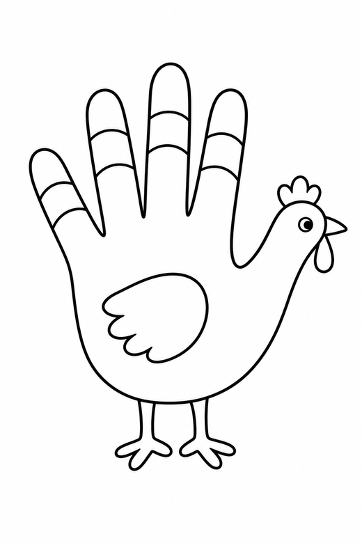 Turkey drawn from a hand, color online