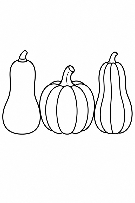 Squash and pumpkins row, color online