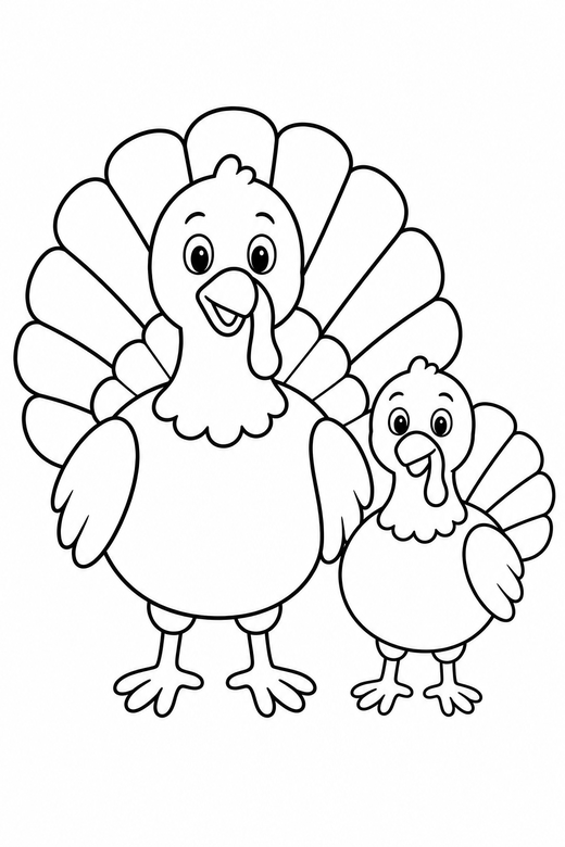 Two turkeys together, color online