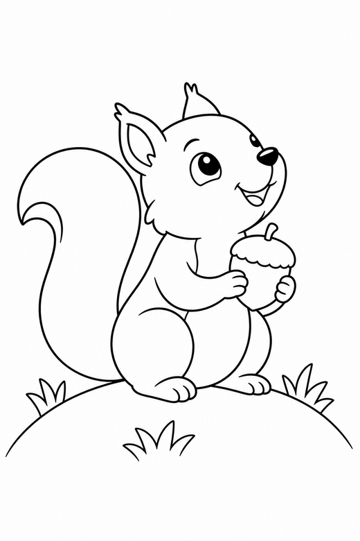 Squirrel looking up on a hill, color online
