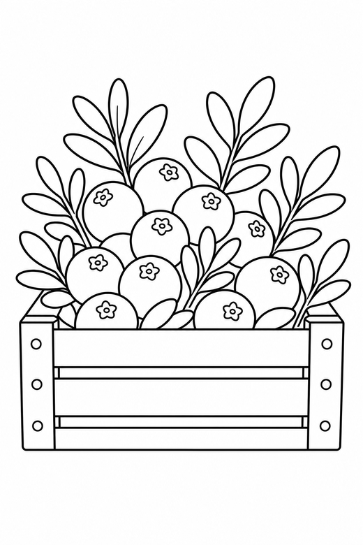 Cranberry sprig in a crate, color online