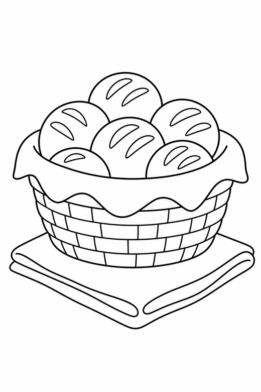 Bread rolls on a cloth, color online