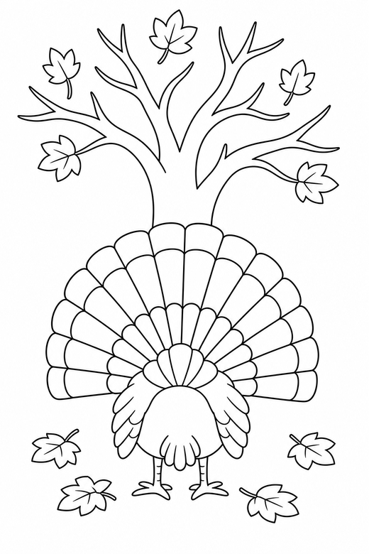 Turkey seen from behind under a tree, color online