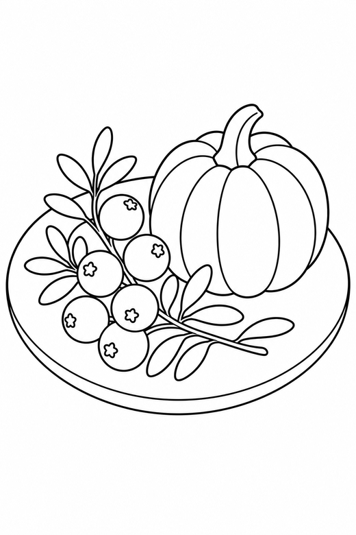 Cranberry sprig on a plate, color online
