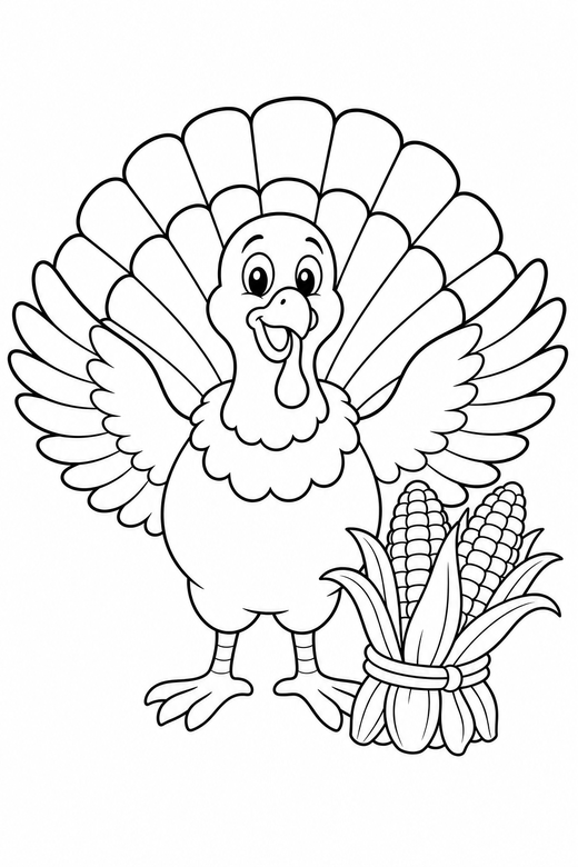 Turkey wings spread with corn, color online